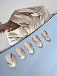 【KOKONENE 手作り×ネイル】アーモンド フレンチ グリッター ライン ハンドメイド ネイル チップ